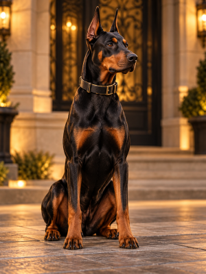Regal Doberman at a Grand Entrance